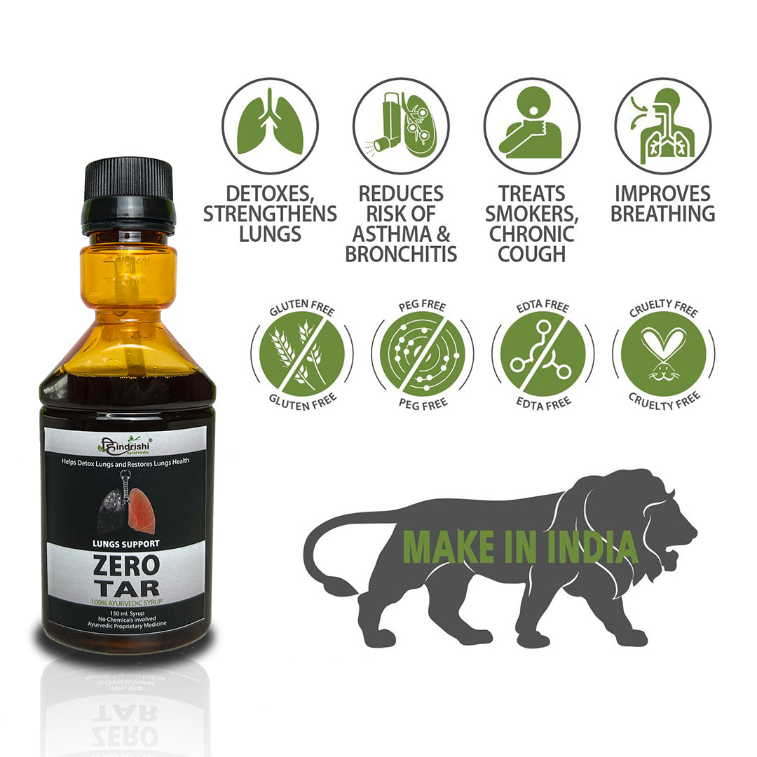Hindrishi Zero tar Syrup for Lungs and Respiratory Tract Detox (150 ml each bottle)