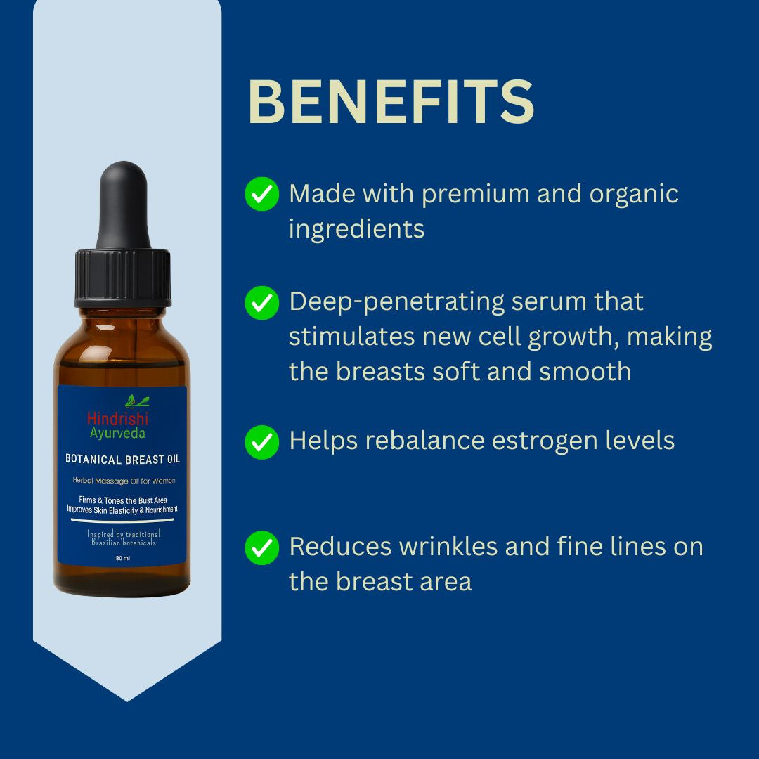 Hindrishi Ayurveda Botanical Breast Oil – Nourishing & Firming Ayurvedic Massage Oil 30ml (Set of 2)
