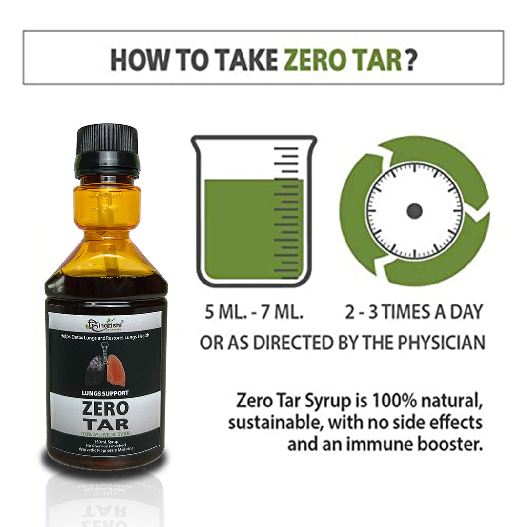 Hindrishi Zero tar Syrup for Lungs and Respiratory Tract Detox (150 ml each bottle)