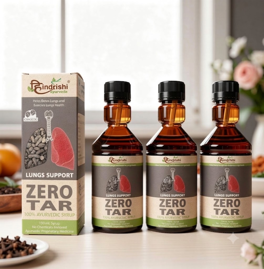 Hindrishi Zero tar Syrup for Lungs and Respiratory Tract Detox ( 150ml Each Bottle) NO ADDED SUGAR