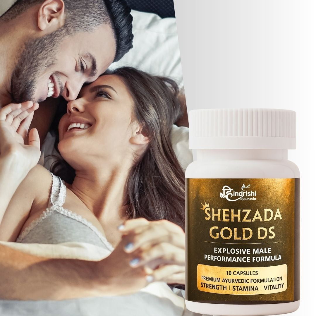 Hindrishi Shehzada Gold DS, Explosive Formula, Premium Ayurvedic Supplement for Strength, Stamina, Vitality, 10 Capsules for men