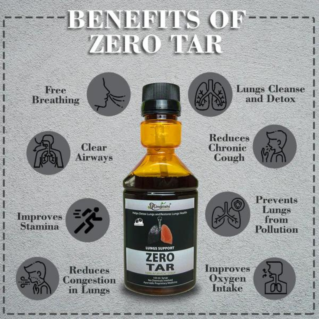 Hindrishi Zero tar Syrup for Lungs and Respiratory Tract Detox ( 150ml Each Bottle) NO ADDED SUGAR